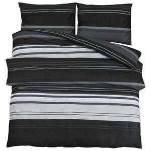 vidaXL Set navlaka za poplun crne pruge 200x200 cm pamuk