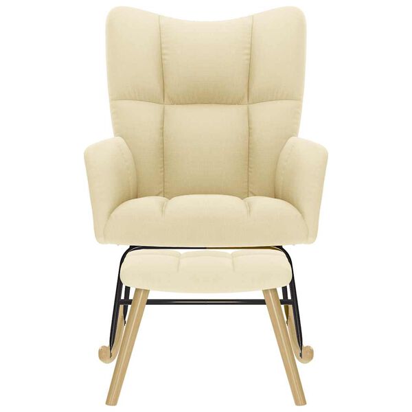 vidaXL Stolica za ljuljanje od tkanine s tabureom krem