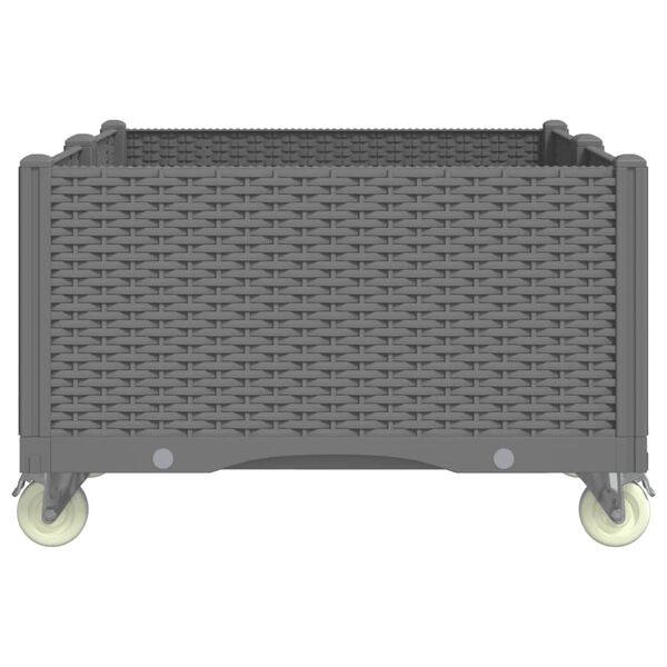 vidaXL Vrtna sadilica s kotačima siva 100x80x54 cm PP