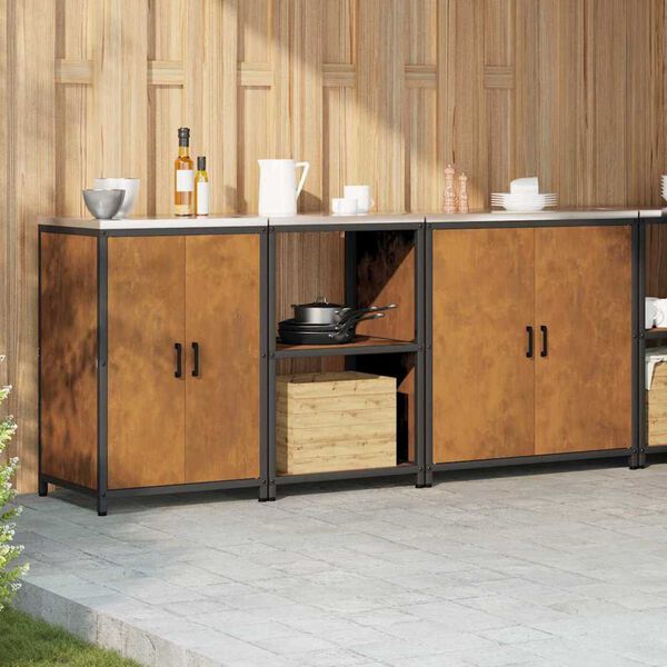 vidaXL Kuhinjski set za pohranu s policom Ostalo 3 pcs Rđa Čelik