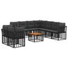 vidaXL Set vanjskih sofa 10 pcs Crna i tamno siva Poliester