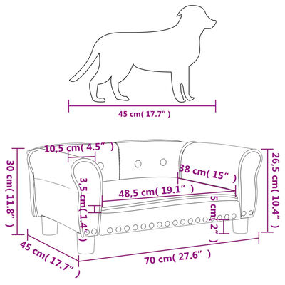 vidaXL Krevet za pse crni 70 x 45 x 30 cm od umjetne kože