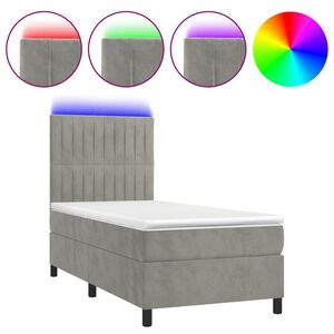 vidaXL Krevet box spring s madracem LED svjetlosivi 80x200 cm bar&scaron;un