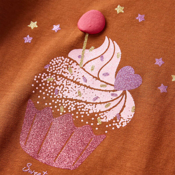 Dječja majica s dugim rukavima boja konjaka 104