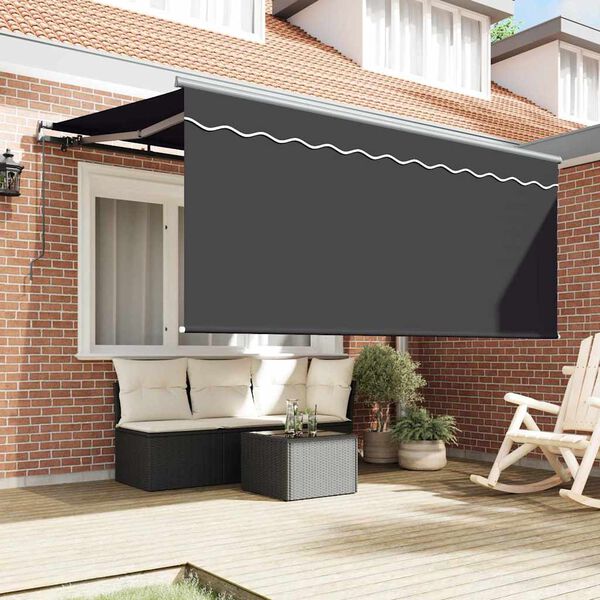 vidaXL Skrovita tenda Prugasti Antracit 300 x 200 cm tkanina