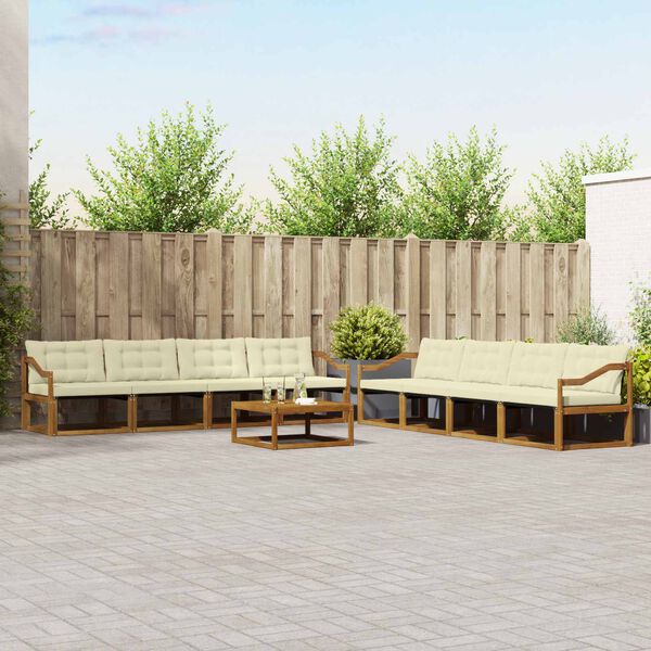 vidaXL Set vanjskih sofa s jastukom 9 pcs Prirodna i krem