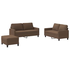 vidaXL 3-dijelni set sofa s jastucima smeđi od tkanine