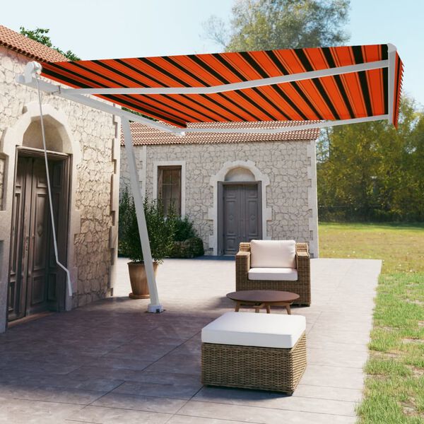 vidaXL Samostojeća tenda ručno uvlačenje 450 x 350 cm narančasto-smeđa