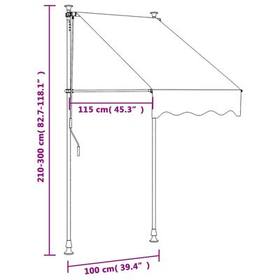 vidaXL Tenda na uvlačenje krem 100 x 150 cm od tkanine i čelika