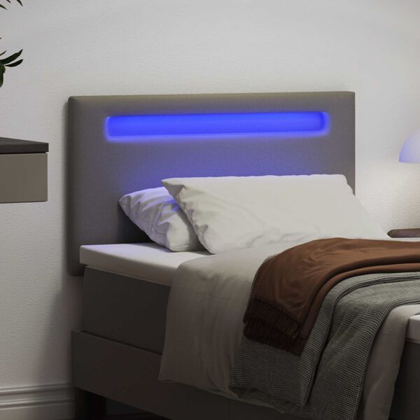 vidaXL LED glava kreveta Siva 90 cm Lažna koža