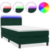 vidaXL Box Spring krevet s madracem i LED tamnozeleni 80x220 cm bar&scaron;un