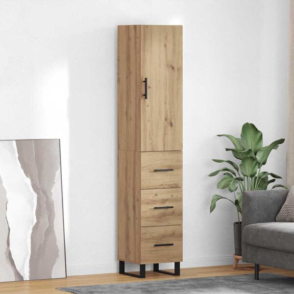 vidaXL Highboard Umjetnički hrast 34,5 x 34 x 180 cm Konstruirano drvo