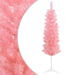 vidaXL Umjetno vitko božićno drvce 120 cm PVC i čelik Ružičasta