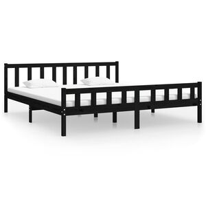 vidaXL Okvir za krevet od masivnog drva crni 160 x 200 cm