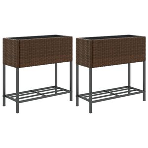vidaXL Vrtne sadilice s policom 2 kom smeđe 70 x 28 x 70 cm poliratan