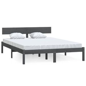 vidaXL Okvir za krevet masivno drvo sivi 120 x 190 cm mali bračni
