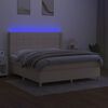vidaXL Krevet box spring s madracem LED krem 160x200 cm od tkanine