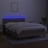 vidaXL Krevet box spring s madracem LED smeđesivi 140x190 cm tkanina