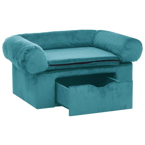 vidaXL Sofa za pse s pohranom Tirkizna 75 x 50 x 38cm Pli&scaron;