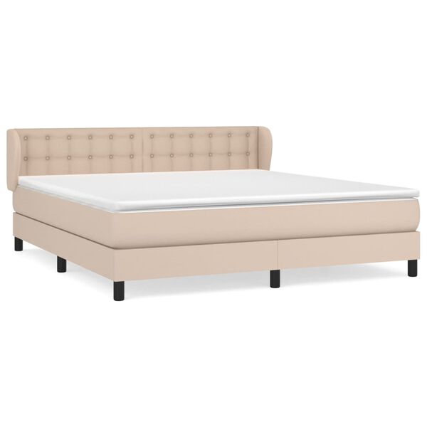 vidaXL Krevet box spring s madracem cappuccino 180x200 cm umjetna koža