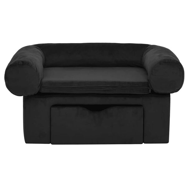 vidaXL Sofa za pse s ladicom crna 75 x 50 x 38 cm pli&scaron;ana