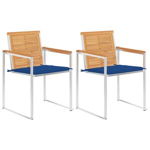 vidaXL Vrtne stolice s jastucima 2 kom od masivne tikovine i čelika