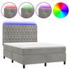 vidaXL Krevet box spring s madracem LED svjetlosivi 140x190 cm bar&scaron;un