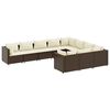 vidaXL 10-dijelni set vrtnih sofa od poliratana s jastucima smeđi