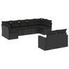 vidaXL 9-dijelni set vrtnih sofa s jastucima crni od poliratana