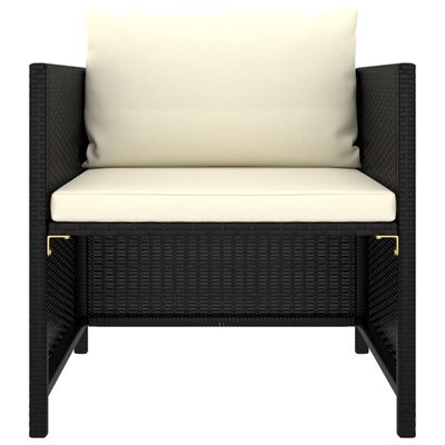 vidaXL Vrtna sofa od poliratana s jastucima crna