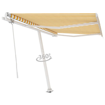 vidaXL Samostojeća automatska tenda 350 x 250 cm žuto-bijela
