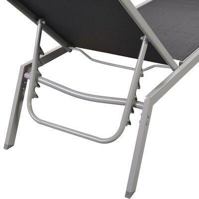 vidaXL Ležaljke za sunčanje 2 kom sa stolom čelični okvir i tekstilen crne
