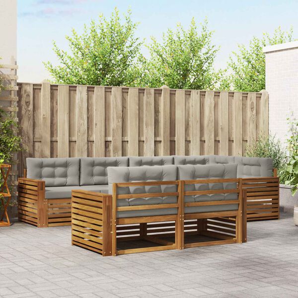 vidaXL Set vanjskih sofa s jastukom 7 pcs Prirodna i svijetlo siva