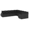 vidaXL 10-dijelni set vrtnih sofa s jastucima crni od poliratana