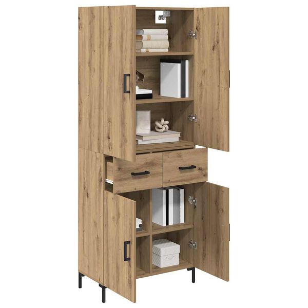 vidaXL Highboard Umjetnički hrast 69,5 x 34 x 180 cm Konstruirano drvo