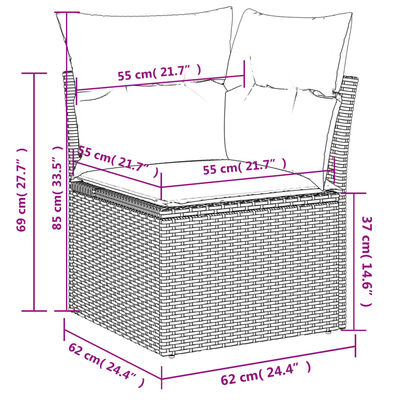 vidaXL 8-dijelni set vrtnih sofa s jastucima bež od poliratana