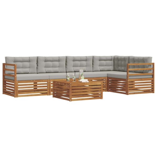 vidaXL Set vanjskih sofa s jastukom 6 pcs Prirodna i svijetlo siva