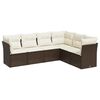 vidaXL 6-dijelni set vrtnih sofa od poliratana s jastucima smeđi