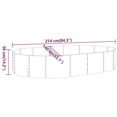 vidaXL Povišena vrtna gredica od čelika 214x140x36 cm sivi