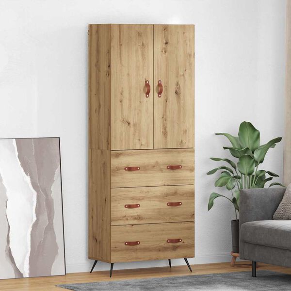 vidaXL Highboard Umjetnički hrast 69,5 x 34 x 180 cm Konstruirano drvo