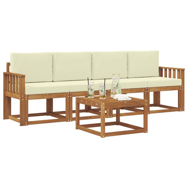 vidaXL Set vanjskih sofa s jastukom 5 pcs Prirodna i krem