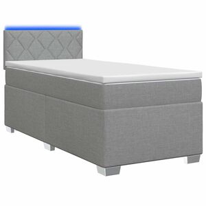vidaXL Krevet s box springom, madracem i LED-om Svjetlosiva Tkanina