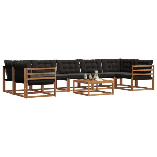 vidaXL Set vanjskih sofa s jastukom 8 pcs Prirodna i crna