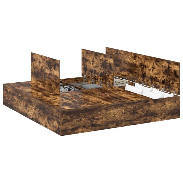 vidaXL Krevet s ladicama Dimljeni hrast 200 x 200 cm Konstruirano drvo