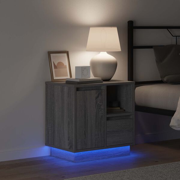 vidaXL Noćni ormar 2 pcs Siva 50 x 34,5 x 50 cm. Konstruirano drvo