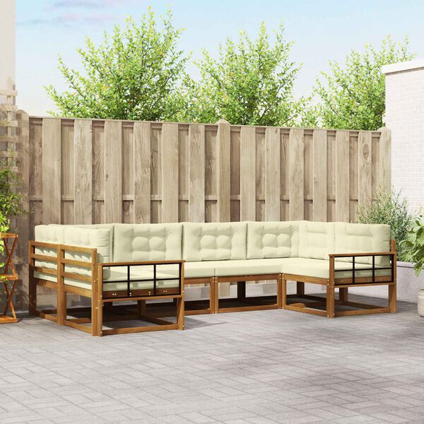 vidaXL Set vanjskih sofa s jastukom 6 pcs Prirodna i krem