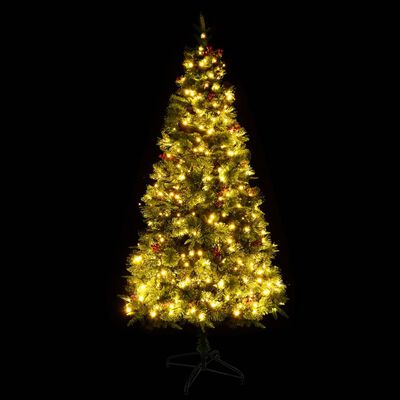 vidaXL Osvijetljeno božićno drvce sa šiškama zeleno 195 cm PVC i PE