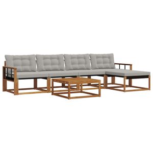 vidaXL Set vanjskih sofa s jastukom 6 pcs Prirodna i svijetlo siva