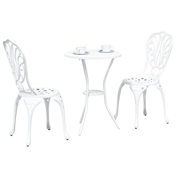 vidaXL Bistro set za vrt 3 pcs Bijelo Aluminij