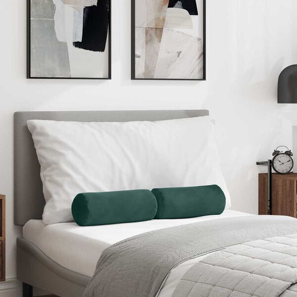 vidaXL Valjkasti jastučići 2 pcs Tamnozelena &Oslash; 15 x 40 cm